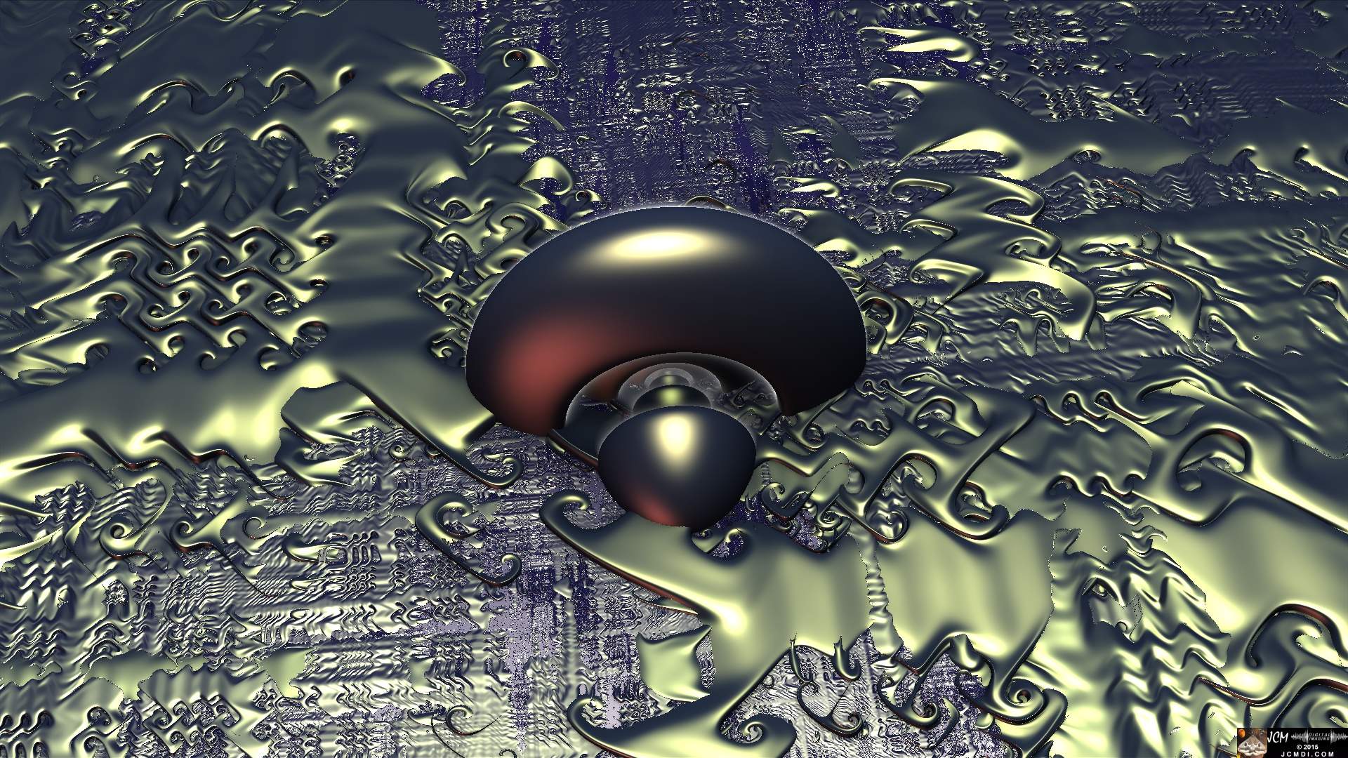 Buried Flying Saucer Fractal image made in Mandelbulb 3D JCMDI.COM